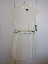 Worthington Ladies Cap Sleeve Winter White Weave Pattern Dress W/BELT-NWT-$70 - £10.49 GBP