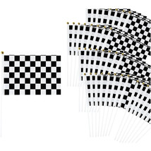 50x Checkered Racing Handheld Flag Plastic Sticks for Race Car Birthday, 8.2x12&quot; - £19.17 GBP