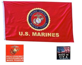 *Usa Made 3x5&quot; Usmc Us Marine Corps Marines Emblem Seal Flag Super Poly Banner - £12.98 GBP