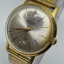 VTG Cardinal Watch Men 17J Gold Tone Hand Winding Mechanical Leather ~Ru... - $45.59