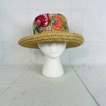 August Hat Women&#39;s Paper Straw Floral Sun Hat One Size Fits All - £19.97 GBP
