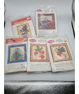 Vtg WonderArt Needlepoint Picture Kit Lot Of 5 Pie Squirrel Window 5&quot;X7&quot;... - $39.66 CAD