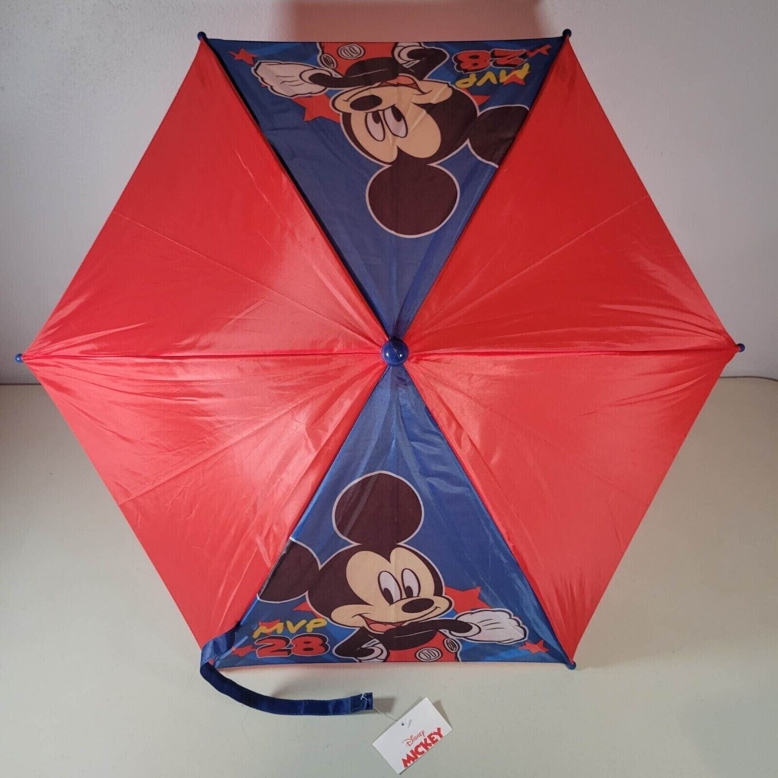 Mickey Mouse Umbrella #28 Disney Youth Toddler Red & Blue With Tags Unused - $10.96