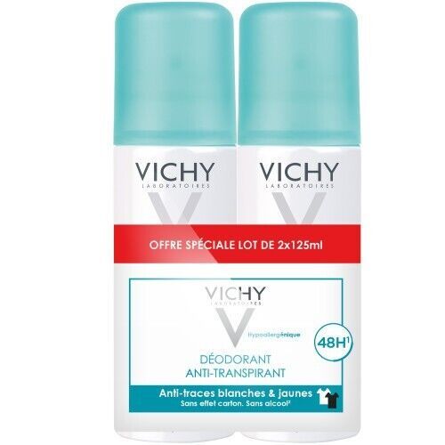 Vichy Deodorant Spray Anti-Perspirant No Marks White 48H 2 x 125ml - £37.22 GBP