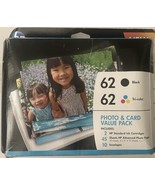 HP 62 Ink Cartridge/Paper Kit - Black, Tri-Color, Photo &amp; Card Value Pack - $32.58 CAD