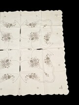 Vintage Handmade Embroidered Tablecloth 40"x40" w/ 8 Napkins 9" Floral Unused image 3