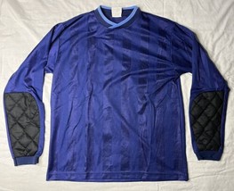 Score Soccer Jersey Adult Size Small Blue Stripes Long Sleeve Vintage 1990s - £14.62 GBP