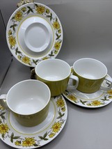 Mikasa Mediterrania Yellow Stoneware set of 3 Cups and Saucers 1970’s Daisies - £13.08 GBP