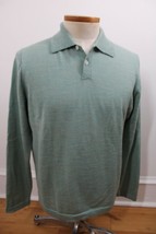 Vtg 90s J. Crew L Green 100% Wool Collared 1/4 Button Pullover Sweater - $28.04