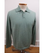Vtg 90s J. Crew L Green 100% Wool Collared 1/4 Button Pullover Sweater - £22.15 GBP