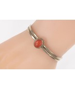 Gene Nataan Sterling Silver Red Coral Cuff Bracelet 15.7g - $262.77 CAD