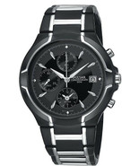 PULSAR PF3547 MEN'S ALARM CHRONOGRAPH BLACK DIAL DATE IP BLACK TWO-TONE BRACELET - $200.00