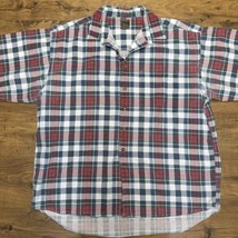 VTG Abercrombie Mens L Saltwater Distressed S/S Plaid Oversized Button U... - £21.56 GBP