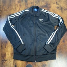 Adidas Track Running Jacket Full Zip Black Blue Stripes Logo Size S Women&#39;s - £11.60 GBP