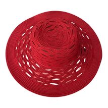 Nine West Red Open Weave Straw Sun Hat with Mesh Underlay OSFM NWT - $22.50