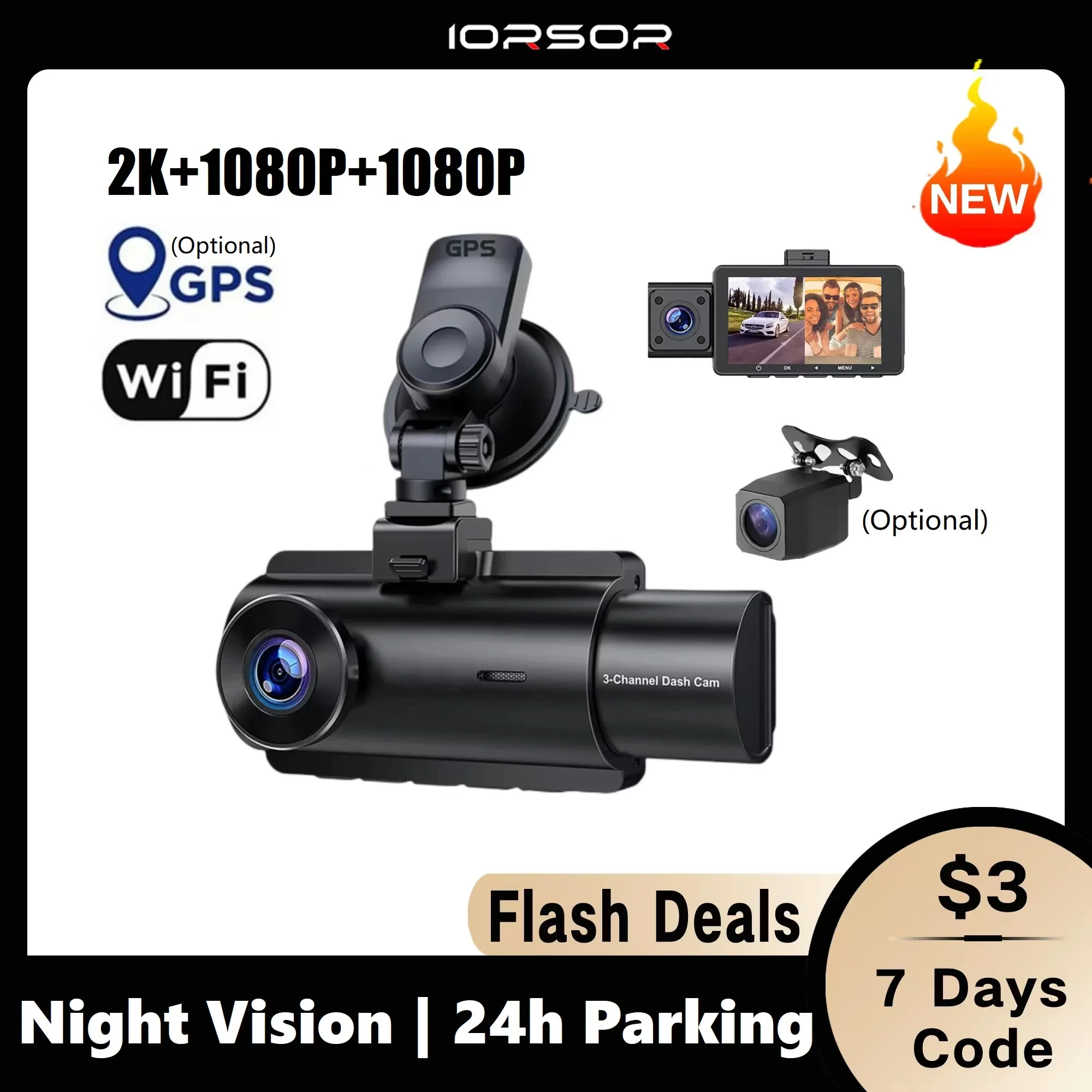 Dash Cam for Car Camera Wifi GPS Night Vision Dvr Para Coche Dashcam 24h Parking - £77.76 GBP+