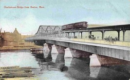 Railroad Train Charlestown Bridge Boston Massachusetts 1910c postcard - £5.09 GBP