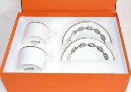 Hermes Chaine D&#39;ancre Tea Cup and Saucer 2 set Platinum silver coffee di... - £430.51 GBP