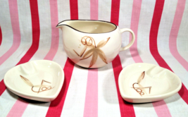 1940&#39;s Winfield California Pottery Dragon Flower Creamer + 2 Teardrop Ashtrays - £13.74 GBP