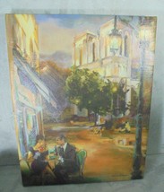 Signed Canvas Print Home Wall Decor Art 16 x 20 Romantic City Colorful - $15.72
