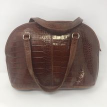 Liz Claiborne Vintage Brown Crocodile Print Leather Handbag No shoulder ... - $352.48 MXN