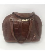 Liz Claiborne Vintage Brown Crocodile Print Leather Handbag No shoulder ... - $26.79 CAD
