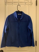 Croft &amp; Barrow Women&#39;s Blue Full Zip Fleece Jacket Size Small Petite Short - £30.17 GBP