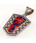 Navajo Double sided Sterling Lapis, Opal and Coral Mosaic Inlay pendant ... - €899,49 EUR