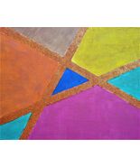Painting Colour Original Signed Art Abstract Geometric Apricot Sparkle T... - $837.04 MXN