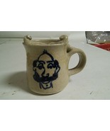 VTG Gristmill Pottery Mustache Cup Stoneware Blue Man Face Head Salt Glaze? - £21.89 GBP