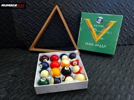 Victor Pool Balls Set Miniature Small 1 1/2&quot; Mini Billiard Snooker &amp; Rack - £31.13 GBP