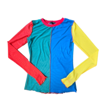 Current Mood Vintage Mesh Shirt Womens Size Medium Colorblock 90s Festiv... - £30.59 GBP