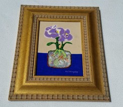 Kai Kingsley Iii 2002 Purple Orchid Acrylic Oil 5x7 Signed Framed - £156.59 GBP