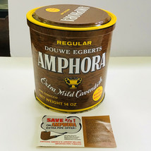 Vintage 5 1/4&quot; Tall Douwe Egberts Amphora Pipe Empty Tobacco Tin &amp; Pipe Offer - $29.65