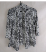 Alfred Dunner Gray Metallic Open Front Top With Black Floral Designs Siz... - £10.75 GBP