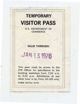 Temporary Visitor Pass U S Department of Commerce 1976 Washington DC - £14.01 GBP