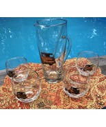 Vintage Mid-Century Art Glass Trucks Bar Pitcher Stirrer 4 Roly Poly Gla... - $62.96 CAD