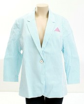 Rafaella Weekend Blue &amp; White Stripe 3/4 Sleeve Blazer Jacket Women&#39;s NWT - $65.24