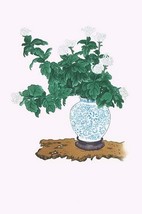 Shiragiku (White Chrysanthemum) in a Blue and White Tsubo by Josiah Conder #2 -  - £17.29 GBP+