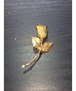 STUNNING VINTAGE ESTATE LONG STEM ROSE FLOWER 2 3/4&quot; BROOCH - $182.73 MXN