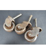 3 Antique Vintage strong STEEL Casters Wheels Furniture Rollers INDUSTRIAL - £16.10 GBP