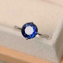 925 Argent 4.25 CT Saphir Bleu Cadeau Bague pour Lui - £27.55 GBP