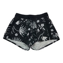 ATHLETA Womens 2 Black WhIte Floral Board Shorts Pockets Drawstring Waist - $23.19