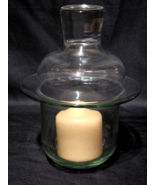Unmarked Blown Glass Candle Holder And Snuffer Lid - Pillar Style Up to ... - $18.98 CAD