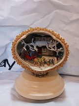 Vtg Enesco Christmas Winter Egg Diorama Musical Animate Ice Skating RARE - $55.17