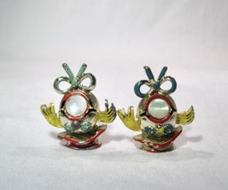 Vintage Unsigned Clown Duet Painted Brooch Pins - Set of 2 - K894 - $54.45