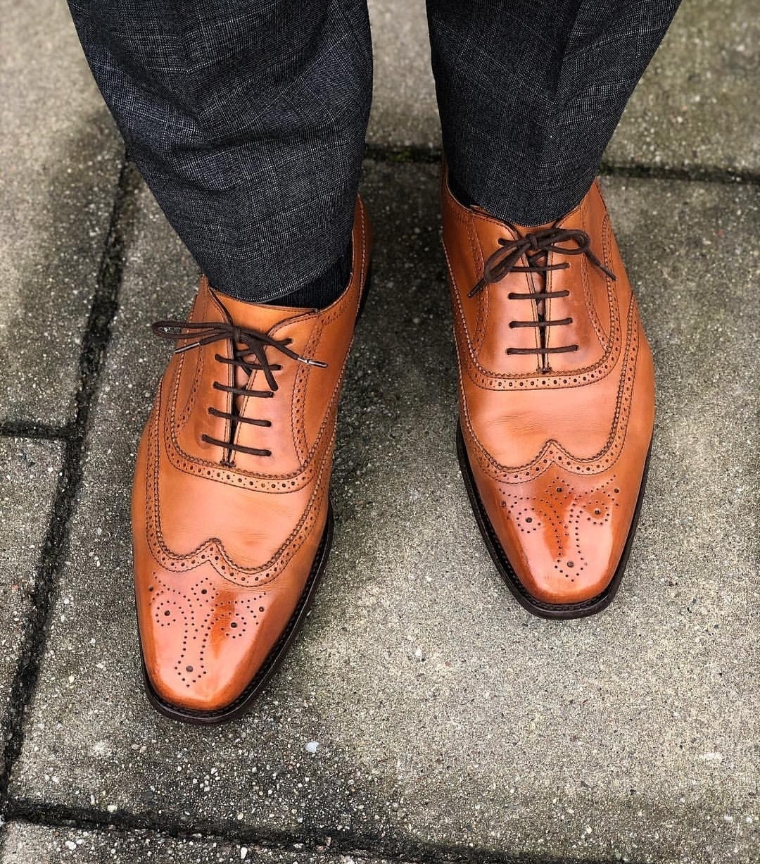 NEW  Handmade Leather Shoes, Men's Brown Color Leather Shoes, Wingtip Lace Up Sh