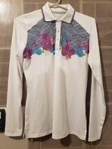 Coolibar UPF 50+ Women&#39;s Long Sleeve Shirt Floral Golf Outdoors White Si... - £19.16 GBP