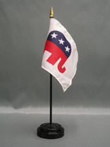 Republican Party GOP 4&quot;x6&quot; Desk Stick Flag, With Black Plastic Stand - $8.99
