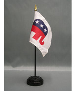 Republican Party GOP 4&quot;x6&quot; Desk Stick Flag, With Black Plastic Stand - $12.47 CAD